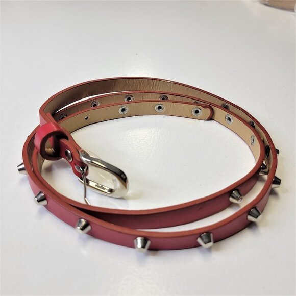 WOMENS Red Studded Long Belt - Picture 1 of 11